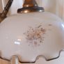 Vintage Large Opaline Glass Pull Down Pendant Light with Wood Handle Image 5