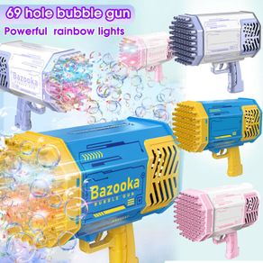 69Hole Bubble Gun Automatic Bubble Maker Luminous Kids Electric Bubble Machine