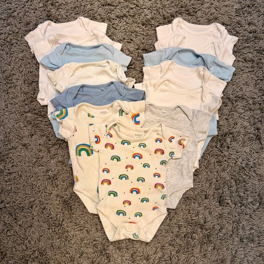Bundle of 13 short sleeve baby bodysuits