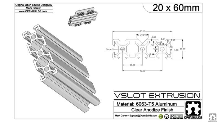 V slot 2060 Linear Rail Black Aluminium Extrusion