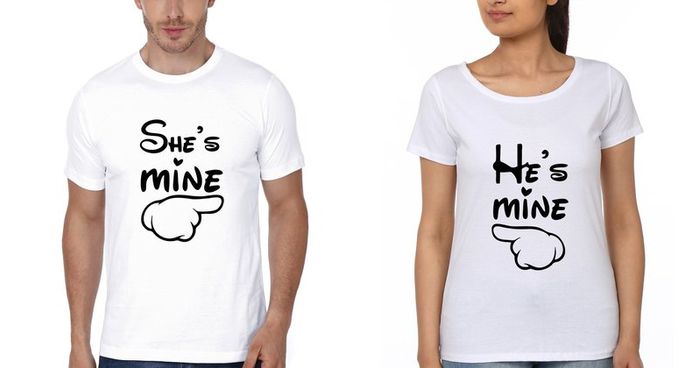 She Is Mine And He Is Mine Couple Tees Tops T-shirts Great Gift Present For Valentines Day Idea