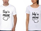She Is Mine And He Is Mine Couple Tees Tops T-shirts Great Gift Present For Valentines Day Idea