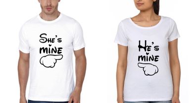 She Is Mine And He Is Mine Couple Tees Tops T-shirts Great Gift Present For Valentines Day Idea