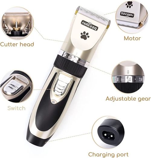 Dog Clippers Cordless, Professional Pet Grooming Kit, Dog Trimmer, Low Noise Dog Hair Clipper with 4 Combs, Rechargeable Electric Cat Shaver Shears Tools for All Pets (FREE POSTAGE)