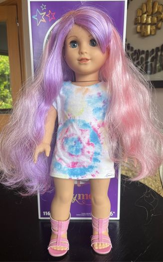 American Girl 18-Inch Truly Me Doll with Blue Eyes, Lavender & pink Hair EUC