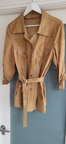 Camel suede safari style jacket Sz L (Fit 12-14UK)