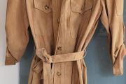 Camel suede safari style jacket Sz L (Fit 12-14UK)