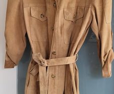 Camel suede safari style jacket Sz L (Fit 12-14UK)