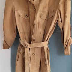 Camel suede safari style jacket Sz L (Fit 12-14UK)