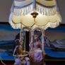27 Inches Tall Large Capodimonte Italian Figurine Signed Table Lamp With Silky White Shade Image 3