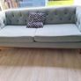 Blue Fabric Buttoned Sofa Image 2