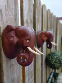 Vintage Handcarved Elephant Plaques