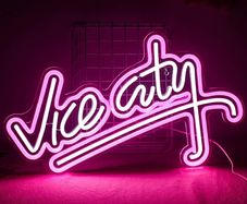Vice City Neon Sign Pink White Led Sign for Bedroom Wall Decor USB Powered Letter Neon Light for Game Room, Man Cave, Gaming Zone (FREE POSTAGE)