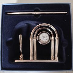 Newbridge Silverware Desk Clock and Pen