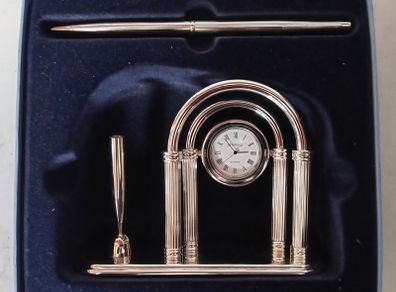 Newbridge Silverware Desk Clock and Pen