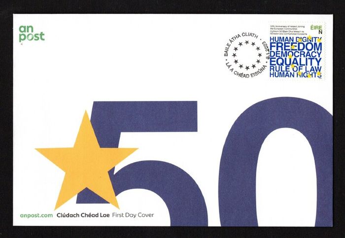 2023 Ireland 50th Anniversary of Ireland joining the European Communities Commemorative Stamp An Post First Day Cover (FDC)