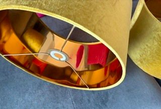 Ochre velvet lampshades