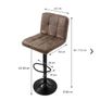 Set of 2 Height Adjustable Bar Stools  Vintage Brown Faux Leather Breakfast Bar Chairs with Backrest & Footrest Image 2