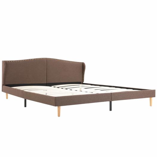 Bed Frame Brown Fabric 150x200 cm