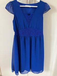 Royal blue chiffon dress UK 8