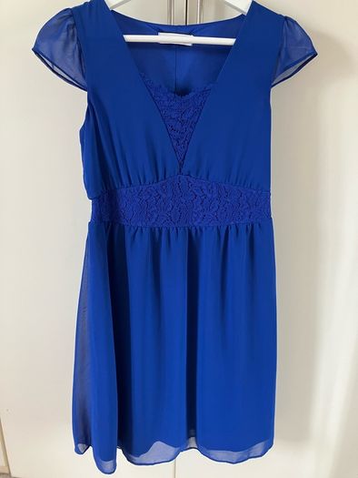 Royal blue chiffon dress UK 8
