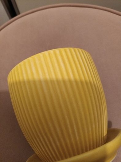 Yellow ribbed plant pot