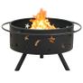 Rustic Fire Pit with Poker 76 cm XXL Steel Image 6