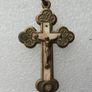 Antique Crucifix Reliquary Pendant Brass and Mother of Pearl Crucifix Pendant Image 4