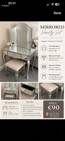 Glass Vanity Table and Chair