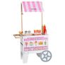 Ice Cream Cart for Kids, 20+ PCS Accessories, Pretend Play Ice Cream Shop Kitchen Food Toys with Ice Cream Cone & Popsicle, Awning & Freezer, Storage Drawers & Flipping Menus, For Kids Aged 3-7 Image 9