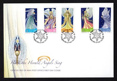 2007 Isle of Man Christmas Hark the Herald Angels Sing Commemorative Stamps First Day Cover (FDC)