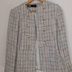 Zara Tweed Jacket with Gold Buttons, Size XS