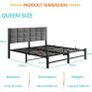 5ft King Size Bed Frame with Headboard,Metal Bed Image 2