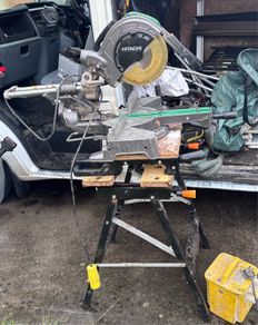 hitachi table saw with table and converter box