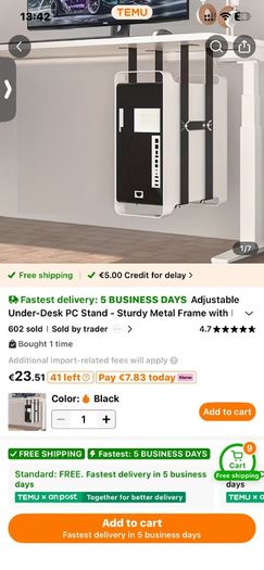 Adjustable PC Mount Computer Stand, Under desk