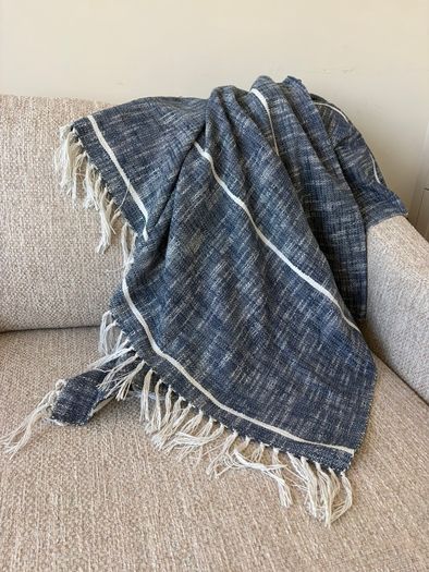 Pomax Navy & white Throw