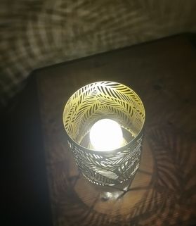 Boho LED Standing Lamp / Lanthern with a Golden Glow - ideal bedside light - also great for a garden party or a camping trip!
