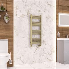 Eastbrook brushed brass electric 1200x500 towel warmer (1 in stock)