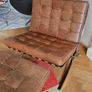 Midcentury modern Barcelona Chair Replica with Footstool Image 7