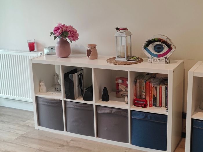 QUICK SALE (BARGAIN): IKEA White Cube Storage Shelves (Set of 2 Units) + Storage Bins | Excellent Condition - Collection D13