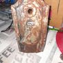 Antique Railway or Guard's Oil Lamp, Designed to be Wall Mounted. paraffin lamp Metal Features a backplate for mounting to a vertical surface and a cylindrical base for fuel Image 3