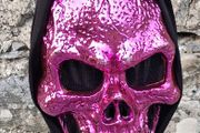 FrightZone - Metallic Pink Hooded Skull Mask All in One
