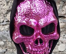 FrightZone - Metallic Pink Hooded Skull Mask All in One