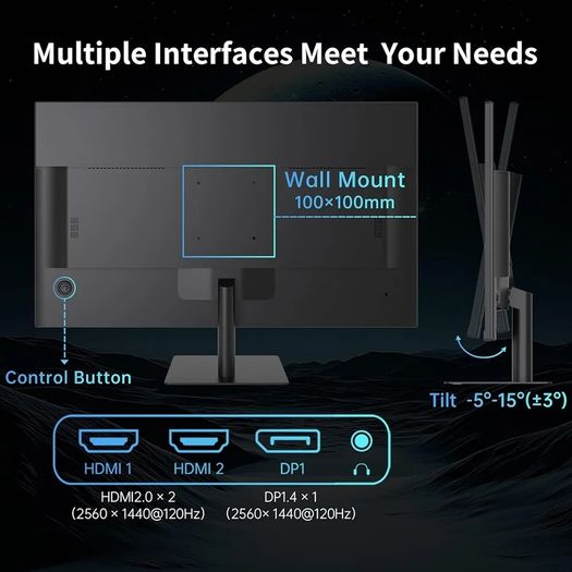 KTC Flat 32 Inch Monitor, QHD 1440P 2K 120Hz (OC) IPS Large Computer Monitor, Ultra Thin Bezels, Anti-Blue Light, HDR10, 103% sRGB, 86% DCI-P3, 350 Nits, 3ms MPRT,