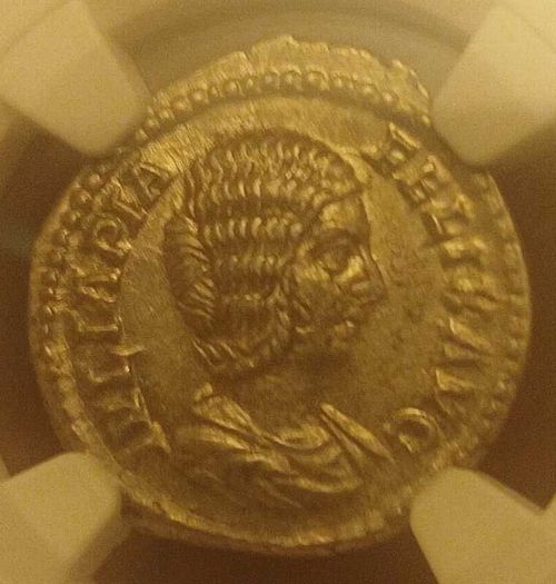 Roman Coin - Julia Domna Denarius - NGC Graded CH AU
