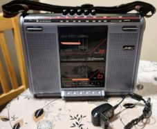 From 1998 Emerson CTR 947 Portable Twin - Dual 7 Cassette Radio Vintage Bombox, Made in Korea, full working.