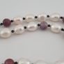 Himalayan Dzi Agate Pendant Necklace with Genuine Freshwater Pearls & Tourmaline Image 9
