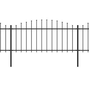 Garden Fence with Spear Top Steel  Black