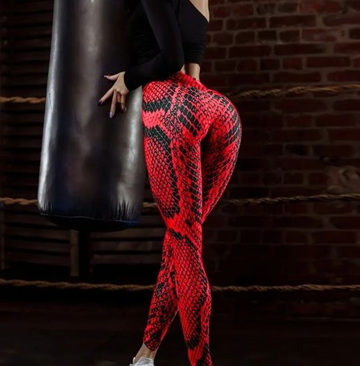 Brand new Red snakeskin leggings, size M