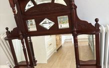 Antique wooden overmantle mirror